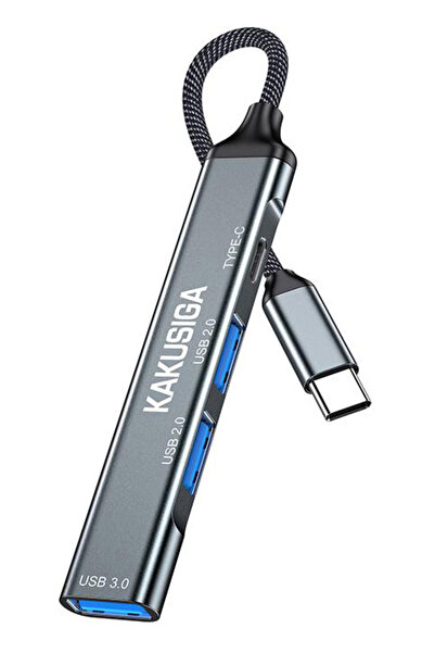 OEM KAKUSIGA USB hub KSC-1417, 4x θυρών, USB 3.0, 5Gbps, USB-C σύνδεση, γκρι