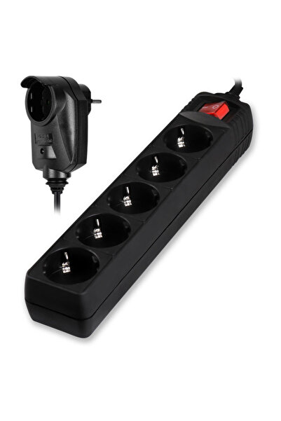 POWERTECH πολύπριζο ασφαλείας PT-994, 5+1 θέσεων schuko, 16A, 2m, μαύρο