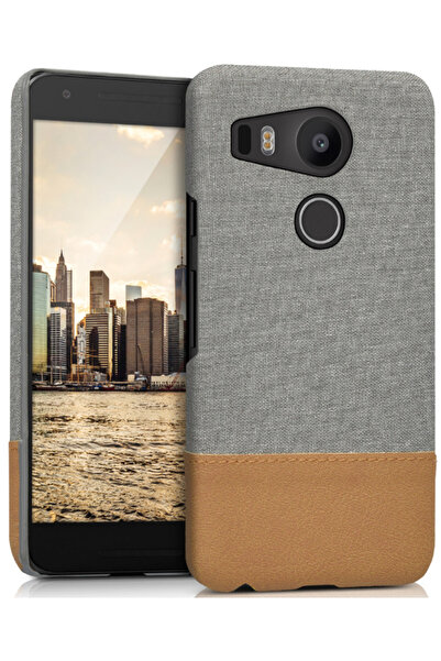 KWmobile Σκληρή Θήκη Canvas & PU Leather - LG Nexus 5X - Light Grey / Brown