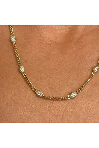 AlfaCollection Vip Model Zircon Bulk Gold Color Necklace