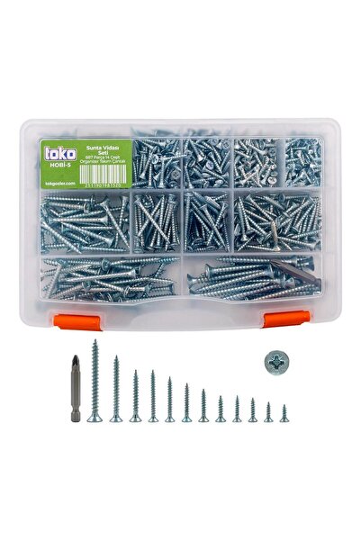 TOKO Hobi-5 Sunta Vidası Seti 687 Parça 14 Çeşit, Bits Uç ve Organizer Takım ...