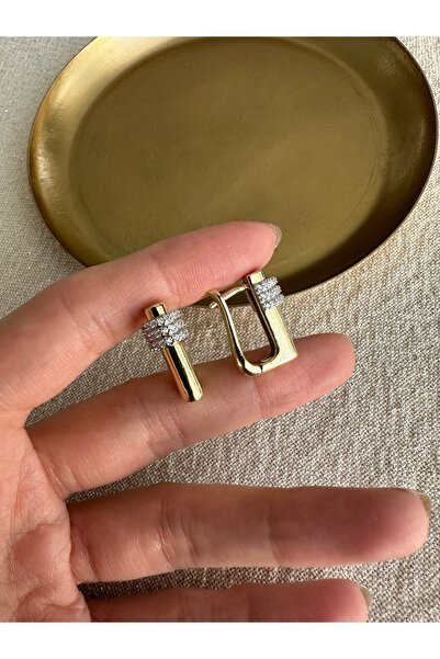 ringbox Gold Double Color Corner Earrings