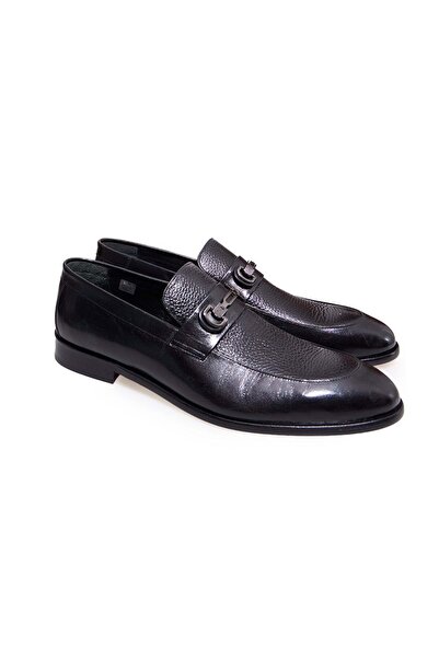 FRANCO CALVANI Black Color Laceless Genuine Leather Men's Shoes