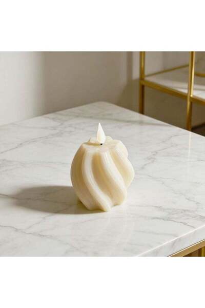 Danube Home Raha Swirl Led Candle S 7X10.8Cm Ivory