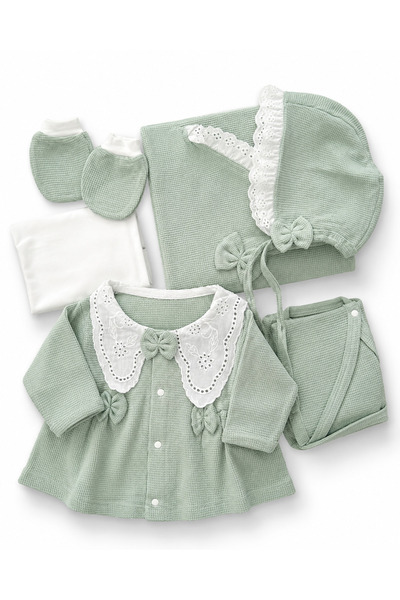 Mou&Kou 10-Piece Hospital Discharge Set with Baby Collar, Cotton Newborn Baby Set with Blanket