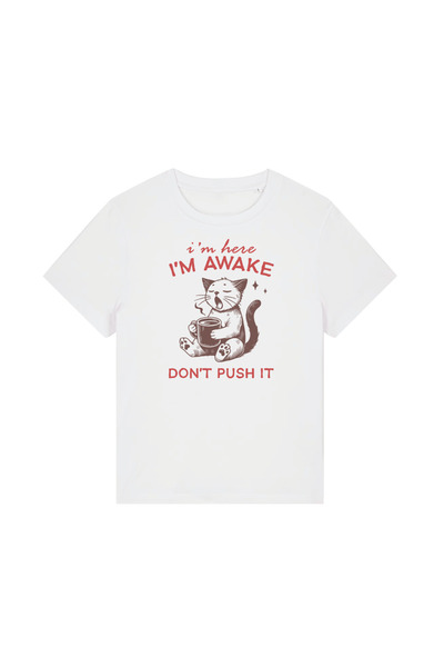 INNOVI Tricou femei Im awake - Tricou Oversized Bumbac Organic, Print DTF