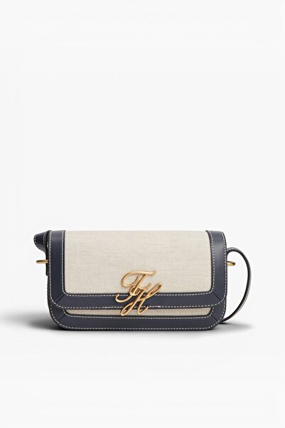 Tommy Hilfiger TH SCRIPT FLAP CROSSOVER CANVAS Kadın Mavi Çanta - AW0AW18737