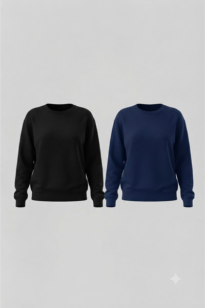 SAAT TEKSTİL Cotton Oversize Sweatshirt - Casual Comfortable Fit (Black and N...