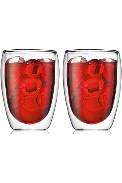 Yıldızan edl shop كوب زجاجي مزدوج الجدار، كوب مشروبات غازية 300 مل، أبيض، قاب...