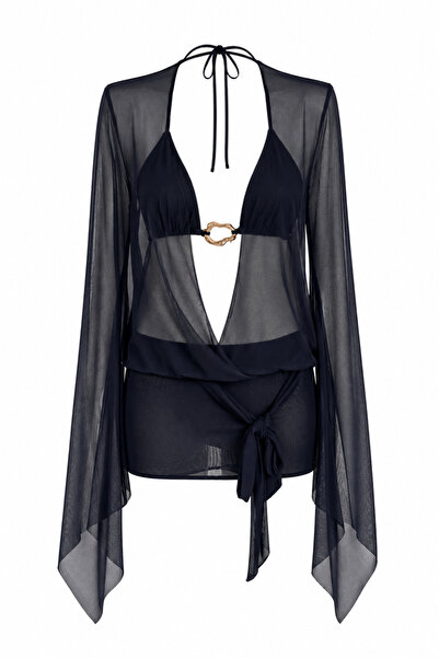 EDLİNGERİE L’Or Noir Veil – Siyah Transparan Mini Pareo