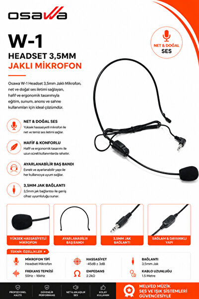 OSAWA OSW W-1 HEADSET MİKROFON (3,5mm JACK)