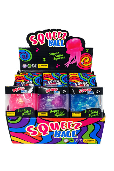 Squishy Jucărie Meduză cu Sclipici, Antistres, Super Soft, Elastică, Diverse Culori