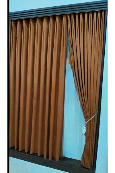 LOUIS DESIGN YSK Set 3 piese Draperii Catifea Maro Caramel + Perdea Voal Alb