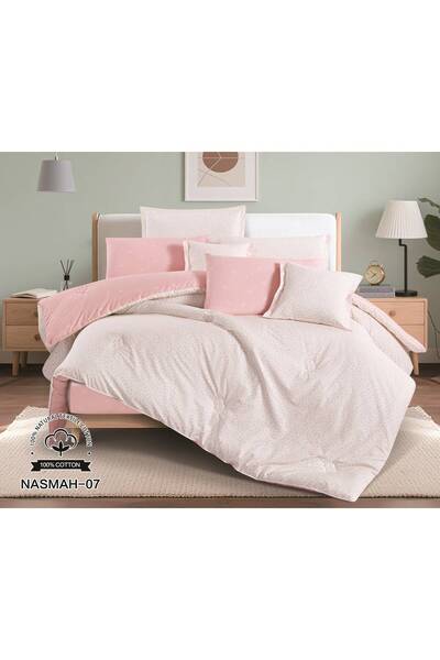 REDROSE COLOR 100% Cotton Summer Double Bedspread - Nefren 8 Pieces - Natural...