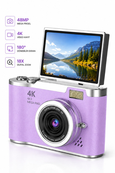 RAYLAX 4K Dijital Fotoğraf Makinesi 48MP Flip Ekran 18X Zoom Flaşlı Fotograf ...