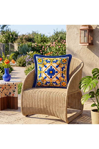 nunuteks evinizi renklendirin Fringed Throw Pillow Cover |   Double Sided |   Digital Printed |   43X43 cm