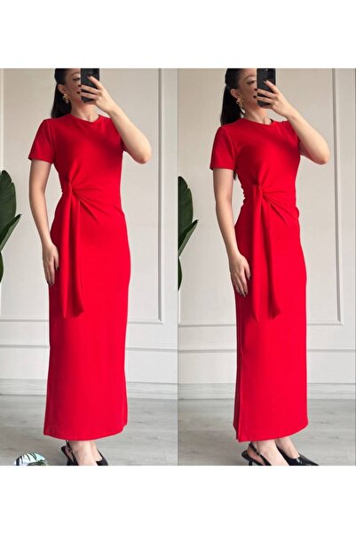 Jöns Butik فستان طويل بتفاصيل ربط عند الخصر للنساء - فستان ماكسي كاجوال من ال...