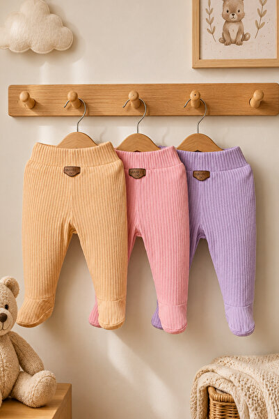 MAHFEL 100% Cotton Basic 3-Piece Unisex Baby Bottom Pants with Booties