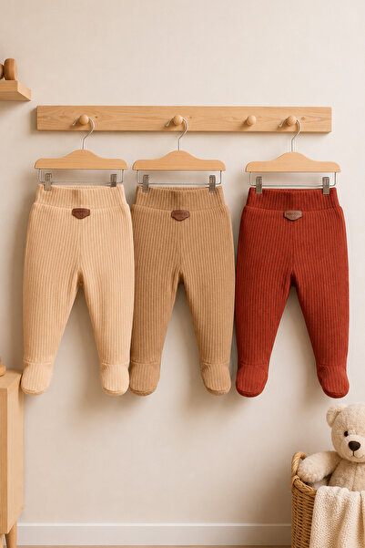MAHFEL 100% Cotton Basic 3-Piece Unisex Baby Bottom Pants with Booties