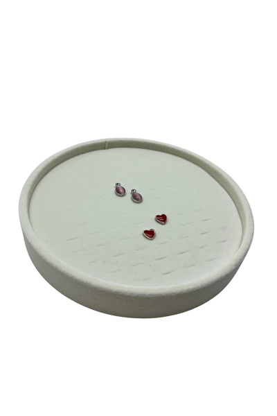 MeGass Dekor Cylinder Model Suede Fabric 20/20 cm Cream Earring-Piercing Tray