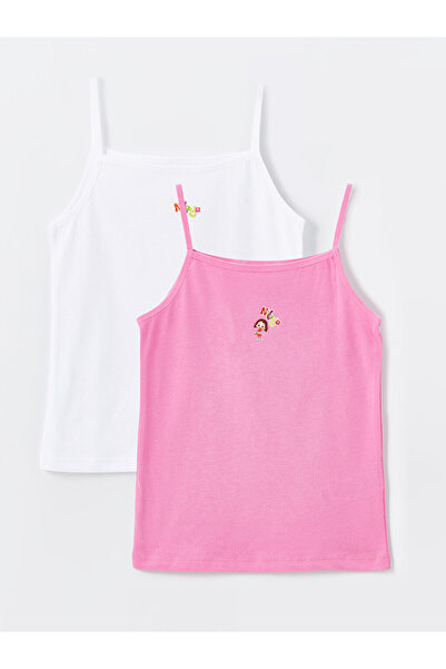 LC Waikiki Tricou de fată cu decolteu pătrat, imprimat Niloya, pachet de 2