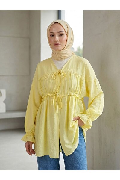 Foremia Drawstring Tunic-Yellow