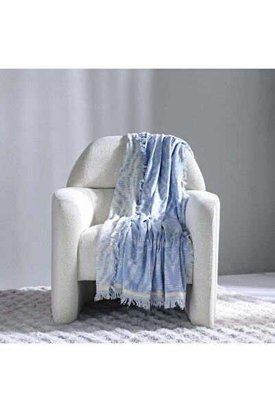 Danube Home Takisha Chunky Knitted Throw - Luxurious Ivory & Blue Blanket (12...