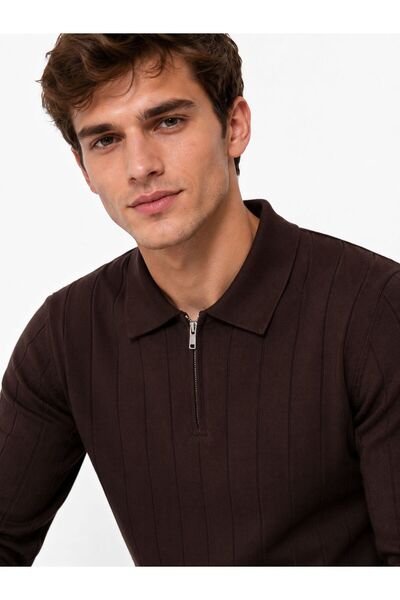 ModaYaren New Season Polo Collar Zippered Sweater