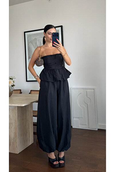 My Blog Black Strapless Blouse and Pants Set - 60640