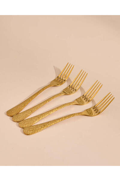 REDTAG Gold Dinner Fork Wrinkled Finish Set (4 Piece)