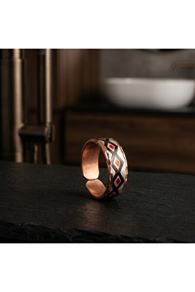 Erol Bakır New Series 1109 Bijouterie Ring 100% Handmade Copper