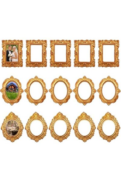 Generic 15 Pcs Vintage Resin Miniature Photo Frames, Mini Gold Picture Frames...