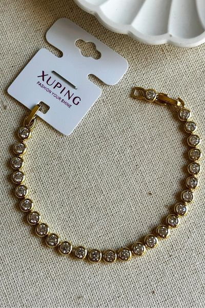 Xuping 14K Yuvarlak Taşlı Kadın Bileklik I 17+2 cm Altın Renkli Kadın Bileklik