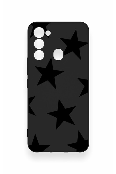Vip Case Tecno Spark 8C Uyumlu Siyah Star Desenli Silikon Kılıf