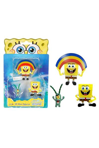 Dramix SpongeBob SquarePants 3D 3’lü Mini Figür Seti - Gökkuşağı Süngerbob-Sü...