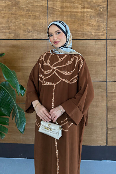 Miss Allos Women's Embroidered Bat Sleeve Linen Dress