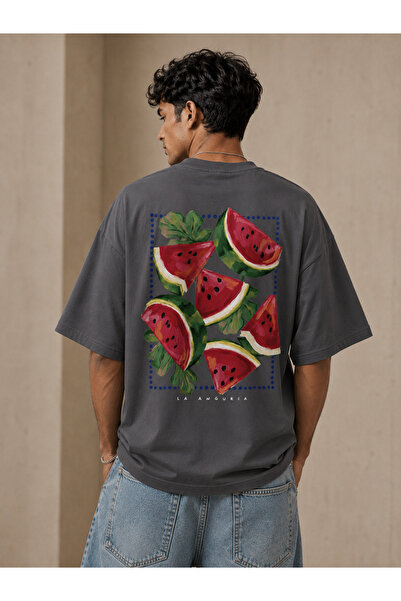 Nulivez Palestine Watermelon Pattern Oversized Unisex T-Shirt – Aesthetic Gra...