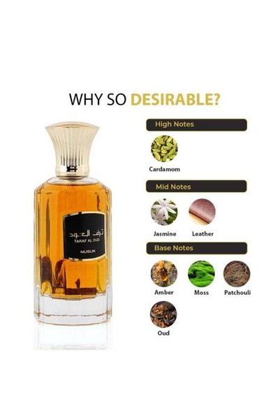 Nusuk Taraf Al Oud Oud, Natural Spray, Eau-De-Perfume 100ml (3.4 FL. Oz), Unisex Premium Quality Perfume, Imported Fragrance Designed in Dubai