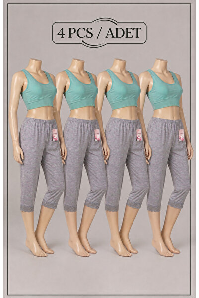 Ladytime 4-Pack Women's 100% Cotton Capri Leggings under Dress Underwear Lace...