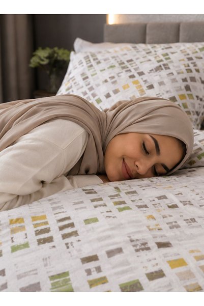 Medical Sleep طقم سرير تركي فاخر مكون من 12 قطعة - قطن ناعم بتصميم هندسي عصري