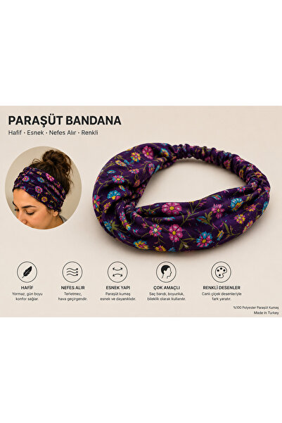 DerinAA STORE Çiçekli lastikli bandana