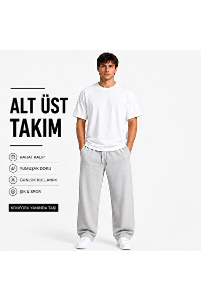 JULİA MODA Men's Sweatpants and Top Set Lightweight and Breathable Fabric Com...