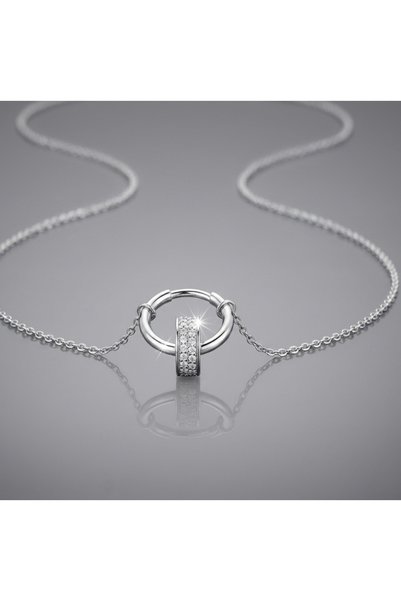 TAKVANOV Stainless Steel Zircon Stone Circle Women's Necklace – Modern Design