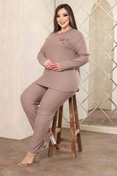 Fulla Moda Love Embroidered Plus Size Pajama Set