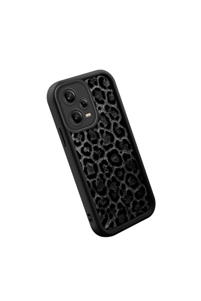 CASEVIBE Redmi Note 12 Pro 5G Uyumlu Şık Leopar Baskılı Siyah Kenarlı Telefon...
