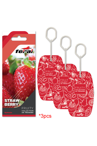 OEM Σετ Αρωματικών Αυτοκινήτου Feral Fruity Collection Strawberry 3 Τεμάχια