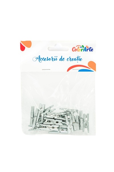 MC Micostore Accesorii creatie - lemn - carlig, argintiu, 2.5cm, set 20 buc, ...