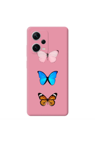Other Xiaomi Poco X5 Triple Butterfly Pink Colored Silicone TPU Θήκη