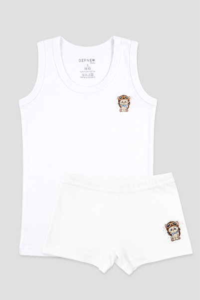 Defne Baby Boys' Premium Cotton Patterned Combed Cotton Undershirt & Boxer Set