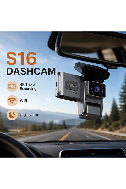 Bleco EILAWAY S16 3-camera 4K dash cam with F1.8 aperture. Features night vis...
